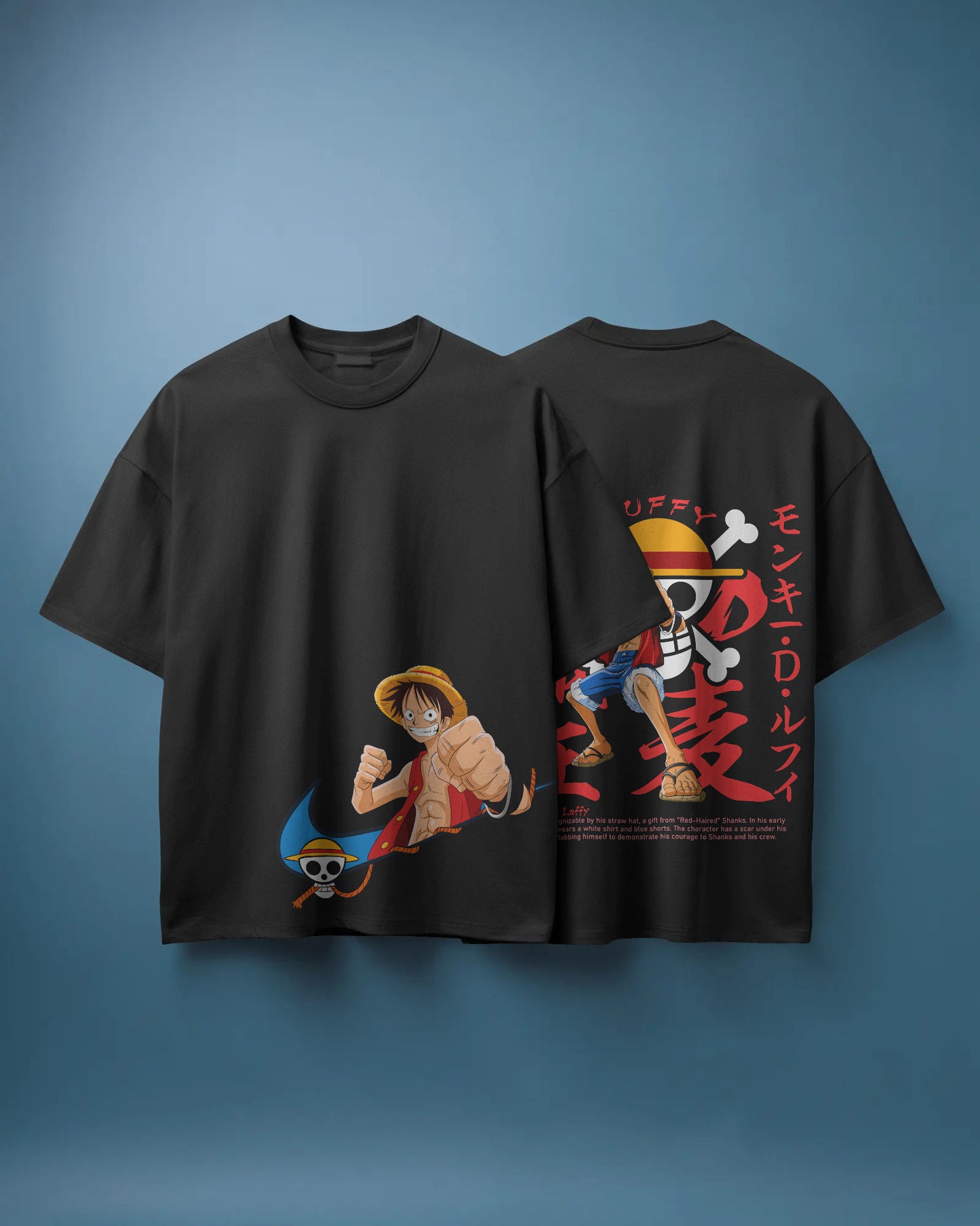 MONKEY D LUFFY BLACK OVERSIZED T SHIRT