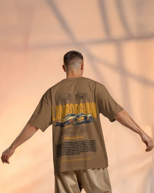LAMBORGHINI AVENTADOR BROWN OVERSIZED T SHIRT
