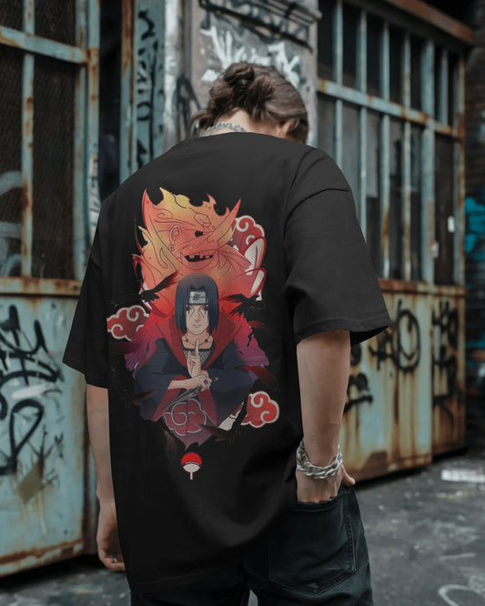 NARUTO  ITACHI  BLACK OVERSIZED T SHIRT