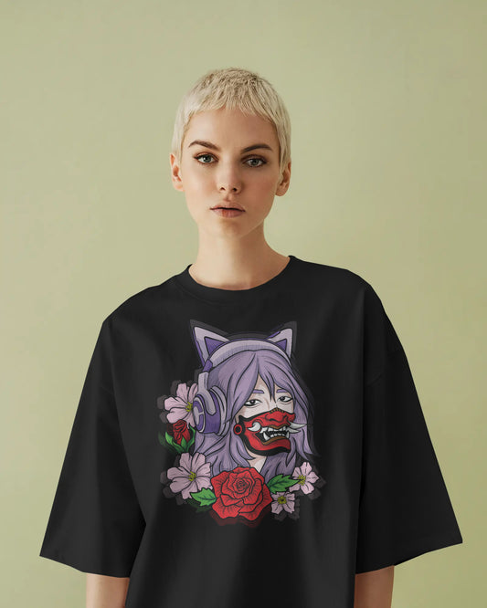 RED ROSE LAVENDER  OVERSIZED T SHIRT