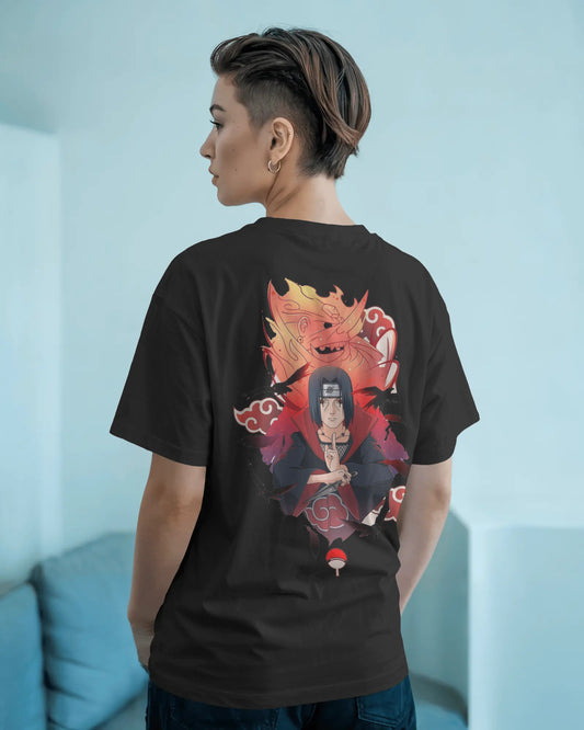 NARUTO  ITACHI  BLACK OVERSIZED T SHIRT