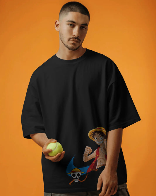 MONKEY D LUFFY BLACK OVERSIZED T SHIRT