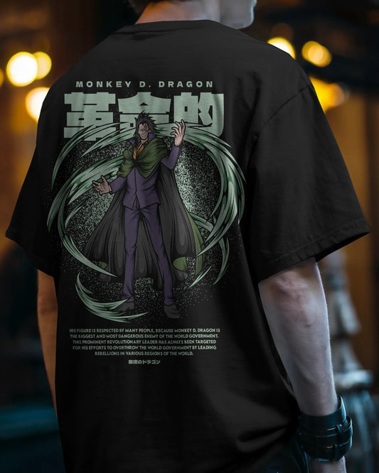 ONE PIECE MONKEY D DRAGON BLACK OVERSIZED T SHIRT